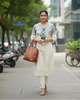White Floral Embroidered Linen Blend Kurta Set