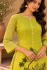 Green Embroidered Kota Kurti Set