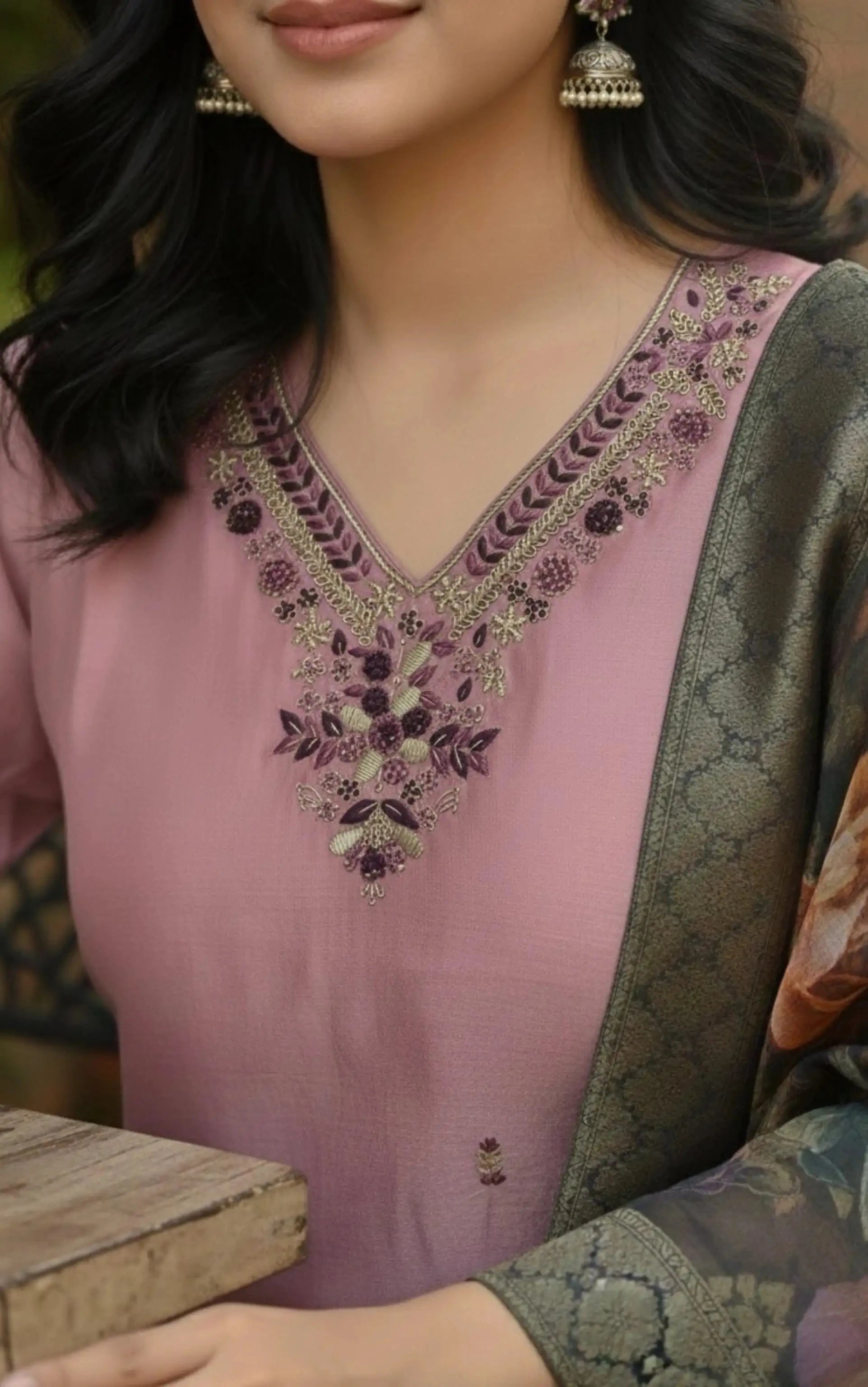 Pink Digital Printed Dola Silk Suit Set