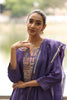 Purple Hand Embroidered Mul Chanderi Suit Set