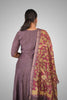Mauve Munga Tussar Anarkali Suit Set with Banarasi Accents