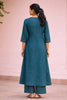 Blue Embroidered Handloom Cotton Kurti Set