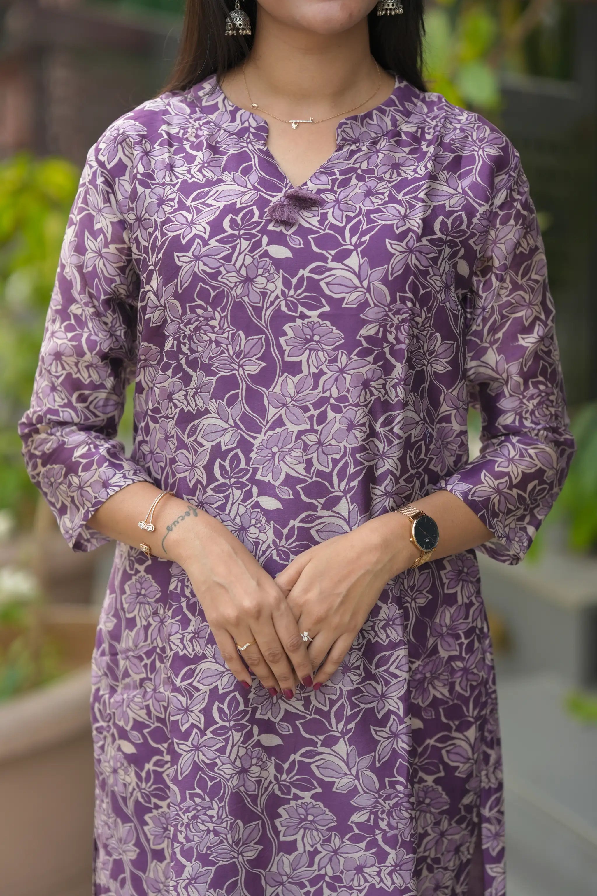 Purple Digital Printed Chanderi Silk Suit Set