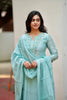 Blue Embroidered Mul Chanderi Suit Set