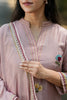 Light Mauve Mul Chanderi Suit Set with Floral Butis
