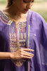 Purple Hand Embroidered Mul Chanderi Suit Set