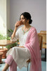 White Floral Embroidered Cotton Suit Set