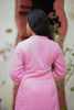 Pink Gota Embroidered Cotton Kurti Set with Matching Pants