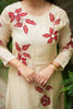 Beige Mul Chanderi Applique Embroidered Dress