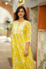 Yellow Floral Embroidered Cotton Kurti Set with Digital Print
