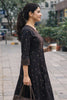 Black Cotton Embroidered Kurti Set