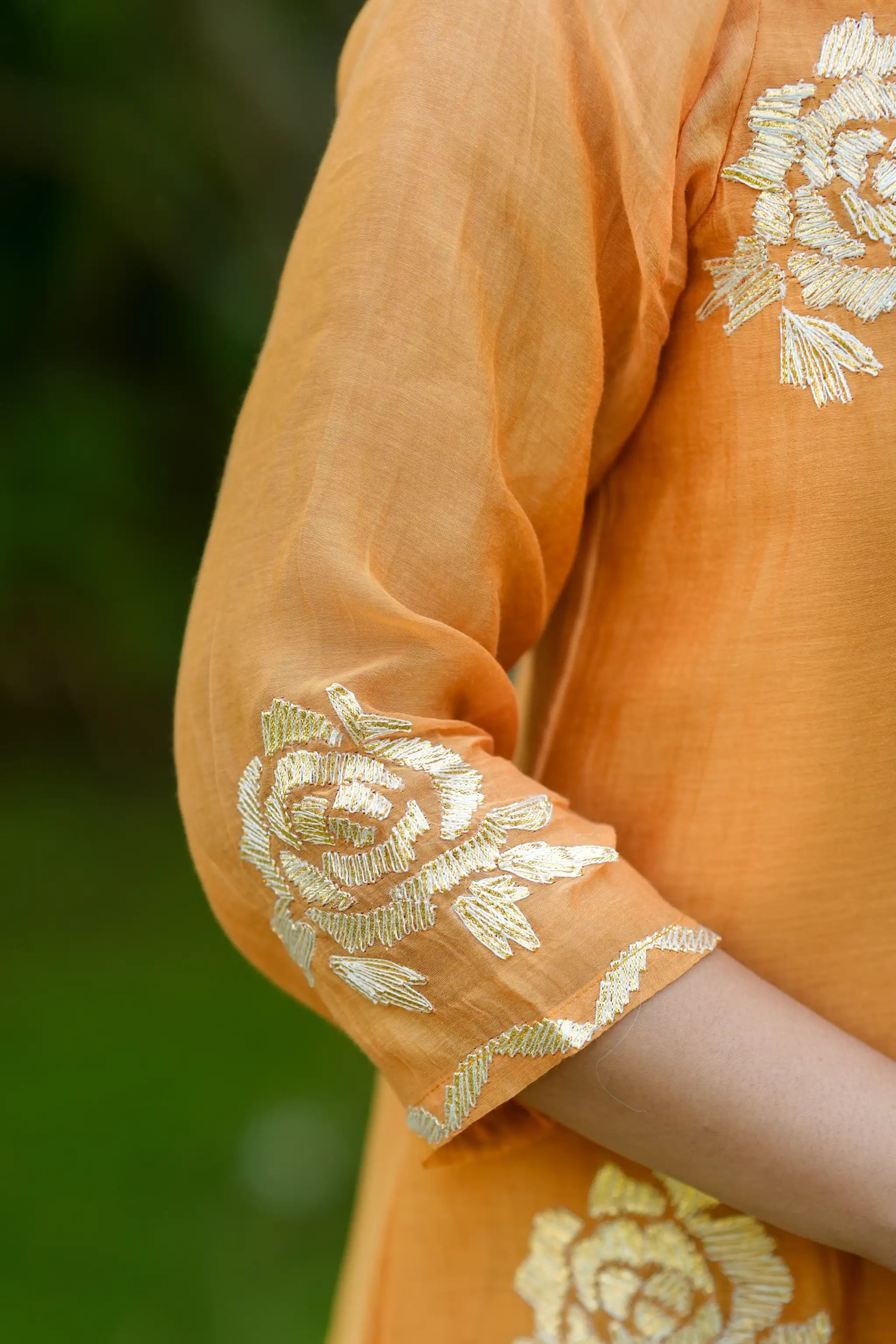 Yellow Gota Embroidered Mul Chanderi Suit Set