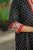 Black Printed Cotton A-line Kurti Set with Embroidered Yoke & Matching Pants
