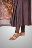 Mauve Munga Tussar Anarkali Suit Set with Banarasi Accents
