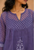 Purple Hand Block Printed Kota Kurta Set