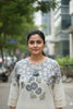 White Floral Embroidered Linen Blend Kurta Set