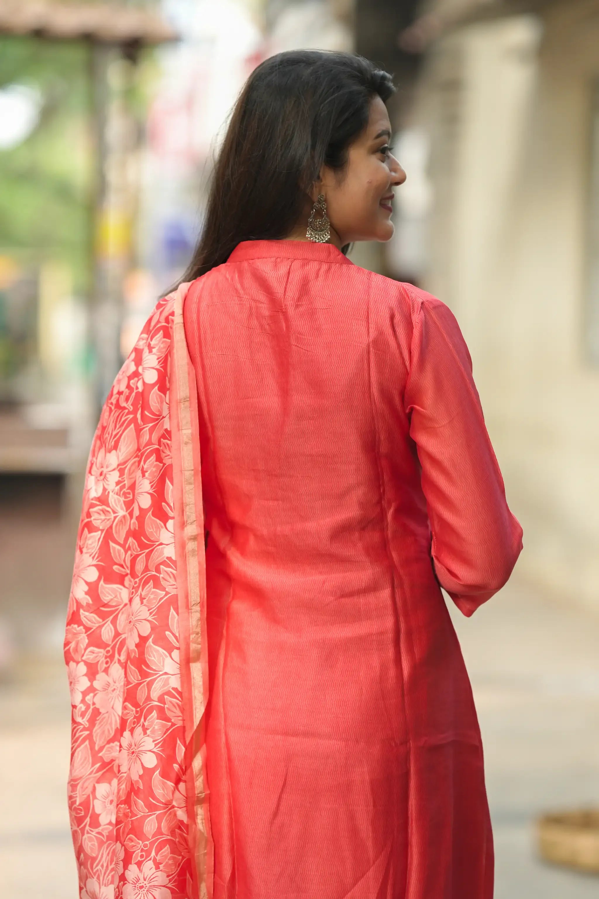 Red Digital Printed Chanderi Silk Suit Set - Aarni Clothing - A Destination for Handpicked Ethnic Wear