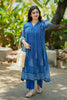 Blue Hand Block Printed Kota Doria Kurti Set