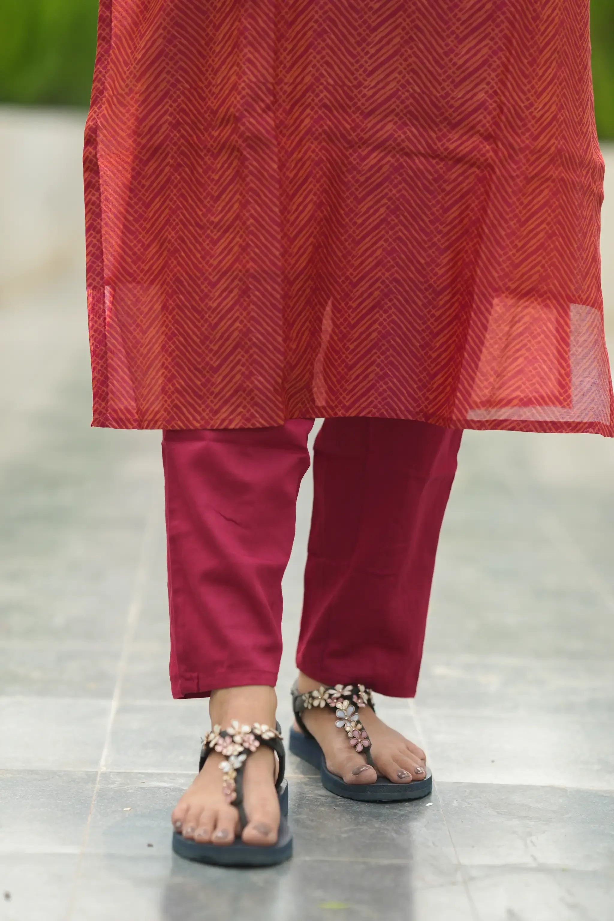 Red Digital Printed Chanderi Silk Suit Set - Aarni Clothing - A Destination for Handpicked Ethnic Wear