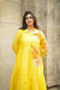 Yellow Embroidered Mul Chanderi Overcoat Dress
