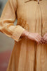 Light Brown Floral Embroidered Overcoat Mul Chanderi Dress