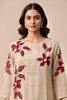 Beige Mul Chanderi Applique Embroidered Dress