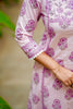 Purple Printed Cotton Kurti Set with Bead & Sequin Neckline Detailing
