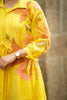 Yellow Embroidered Mul Chanderi Overcoat Dress