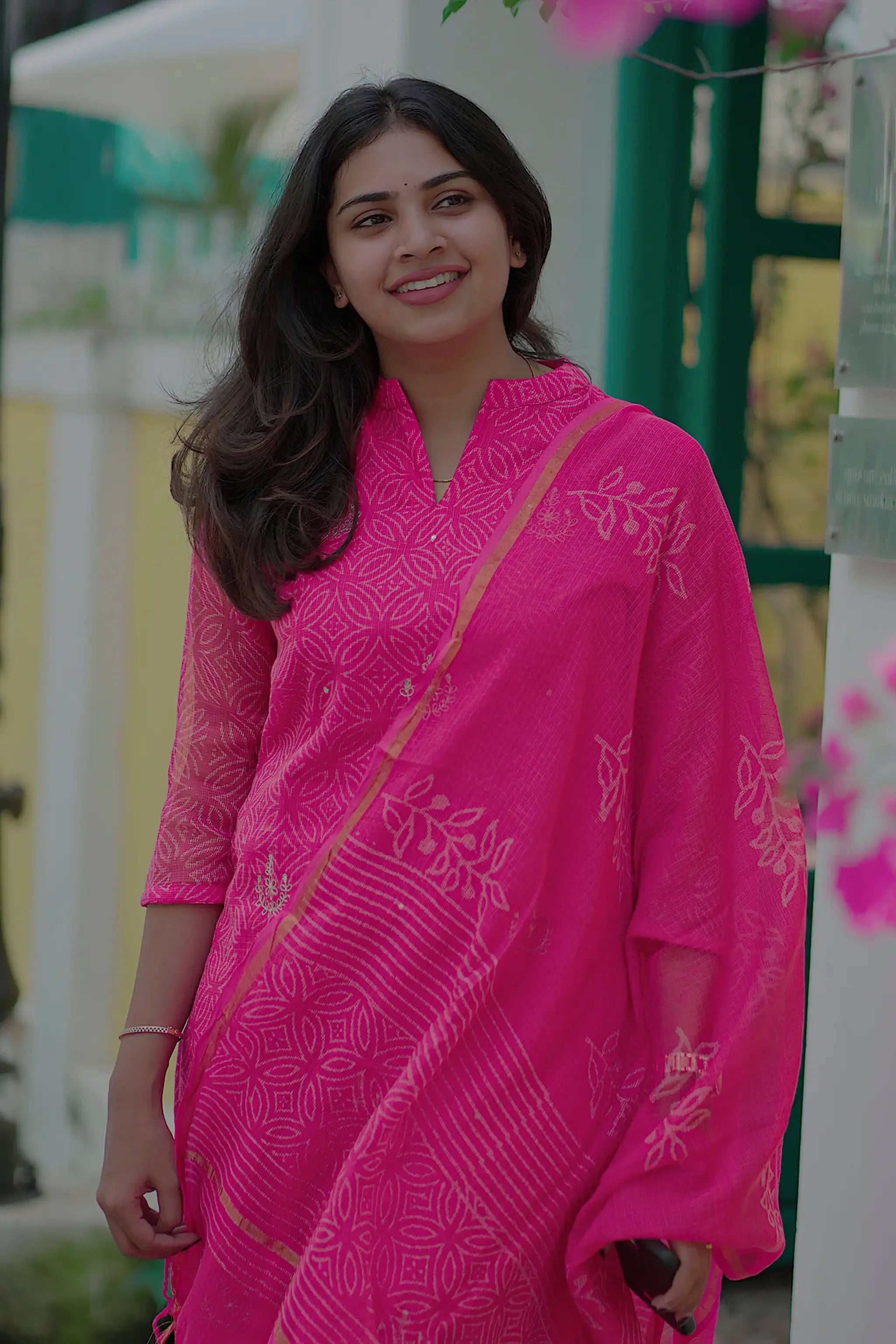 Pink Kota Hand Block Printed Zari Embroidered Suit Set - Aarni Clothing - A Destination for Handpicked Ethnic Wear