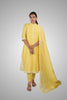 Yellow Floral & Pearl Embroidered Silk Suit Set