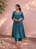 Blue Embroidered Handloom Cotton Kurti Set