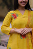 Yellow Mul Silk Suit Set with Thread Embroidery & Organza Dupatta