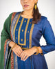 Blue Geometric Beads Embroidered Munga Tussar Anarkali Suit Set