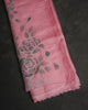 Pink Kota Saree with Hand-Painted Floral Design and Scalloped Border