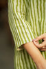 Green and Beige Striped Cotton Kurti Set