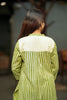 Green and Beige Striped Cotton Kurti Set