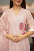 Pink Applique Embroidered Mul Chanderi Suit Set