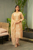 Beige Floral Embroidred Mul Chanderi Suit Set