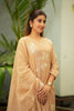 Beige Floral Embroidred Mul Chanderi Suit Set