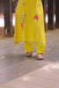 Yellow Mul Silk Thread Embroidered Kurti Set with Pants