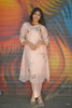 Beige A-Line Kurta Set with Floral Thread Embroidery