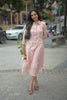 Light Pink Mul Chanderi Collared Dress with Embroidery