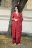 Red Mul Chanderi Floral Embroidery Suit Set with Dupatta & Pants