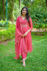 Red Mul Chanderi Suit Set with Pearl & Sequins Embroidery