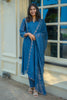 Blue A-Line Suit Set with Sequins and Zari Embroidery