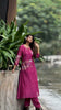 Pink Mul Chanderi Hand Embroidered Kurti Set with Mirror Work