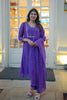 Purple Mul Chanderi Pearl & Sequins Embroidered Suit Set with Scalloped Dupatta