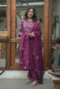 Wine Mul Chanderi Thread Embroidered Suit Set with Dupatta