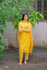 Yellow Kota Sequin Embroidery Suit Set with Dupatta & Cotton Pants