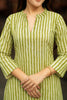 Green and Beige Striped Cotton Kurti Set